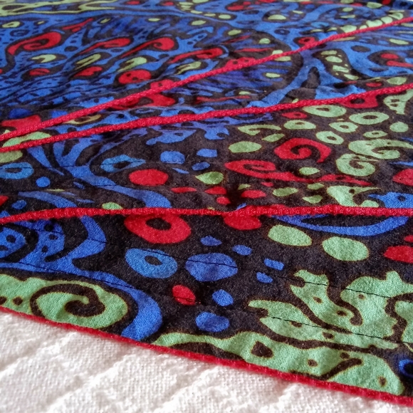 SOLD NwoT Set of 4 Soft Padded Placemats Reversible Trippy Fabric - Picture 5 of 11